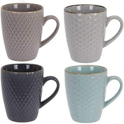 Set di Tazze da Caffè Excellent Houseware Gres 300 ml Geometrico