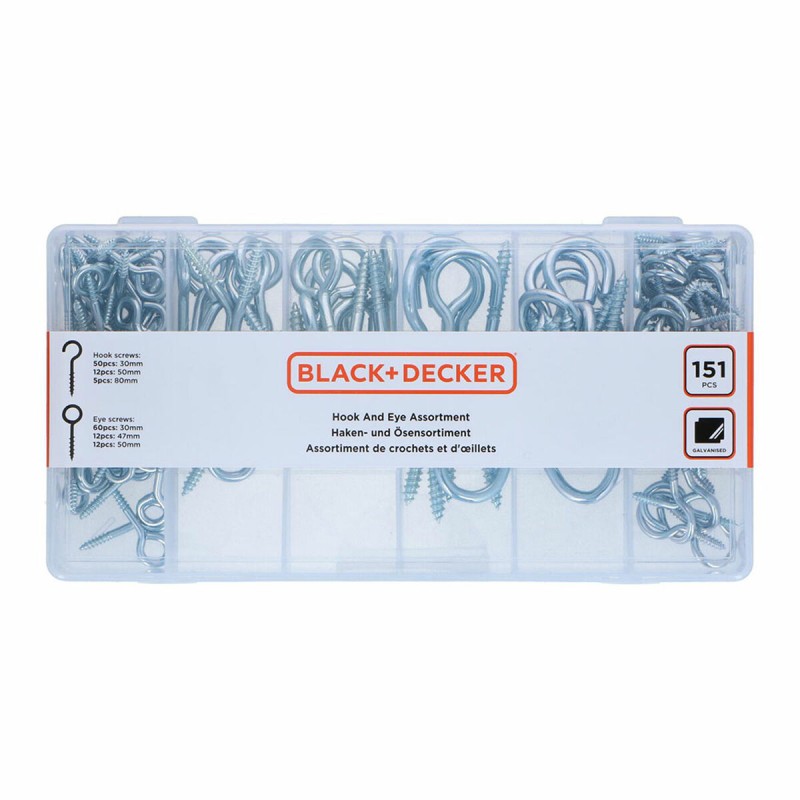 Set di bulloni ad occhio Black & Decker 151 Pezzi Set di bulloni ad occhio Black & Decker 151 Pezzi