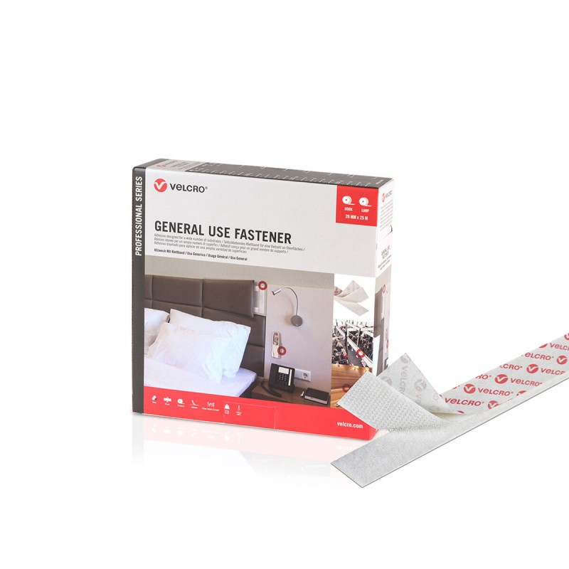 Nastro biadesivo Velcro Bianco 20 mm x 25 m Nastro biadesivo Velcro Bianco 20 mm x 25 m