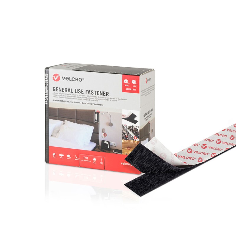 Nastro biadesivo Velcro Nero 50 mm x 5 m Nastro biadesivo Velcro Nero 50 mm x 5 m