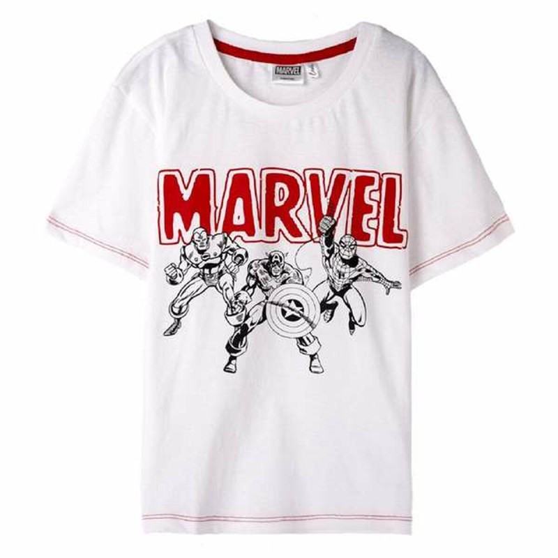 Maglia a Maniche Corte Bambino Marvel Bianco