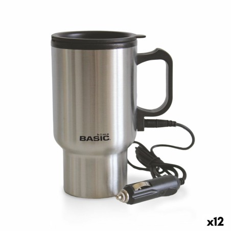 Tazza Thermos con Coperchio Basic Home Argentato 400 ml 0,4 l Elettrica (12 Unità)