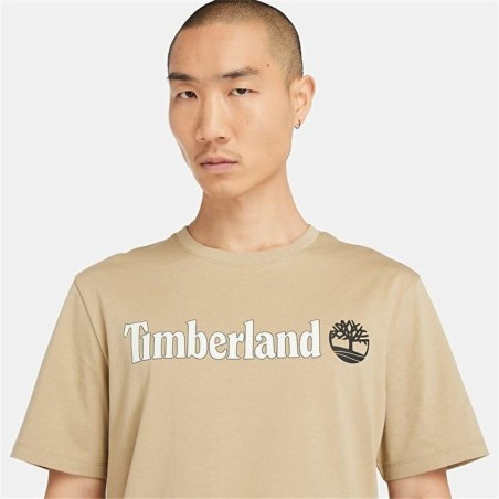 Maglia a Maniche Corte Uomo Timberland Kennebec River Linear Logo Marrone Chiaro