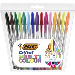 Set di Penne Bic Cristal Multicolor 15 Pezzi Multicolore 0,42 mm (15 Pezzi)