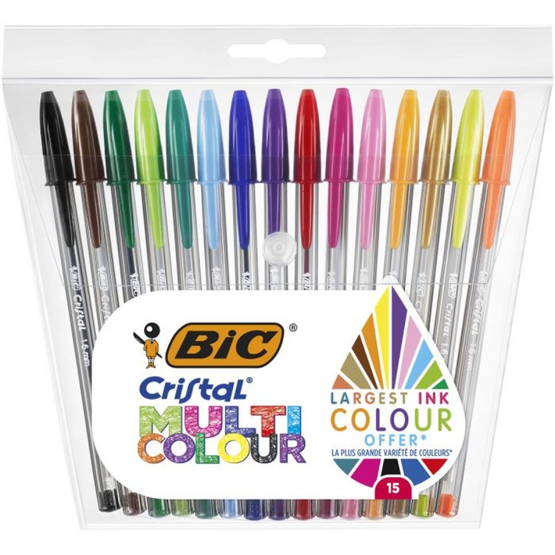 Set di Penne Bic Cristal Multicolor 15 Pezzi Multicolore 0,42 mm (15 Pezzi) Set di Penne Bic Cristal Multicolor 15 Pezzi Multicolore 0,42 mm (15 Pezzi)