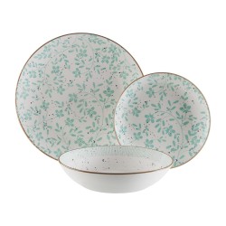 Servizio di Piatti Versa Turchese Porcellana Fiori 18 Pezzi