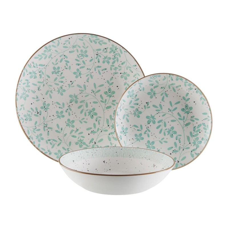 Servizio di Piatti Versa Turchese Porcellana Fiori 18 Pezzi Servizio di Piatti Versa Turchese Porcellana Fiori 18 Pezzi