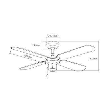 Ventilatore da Soffitto EDM 33802 Báltico Bianco 50 W ø 102 cm
