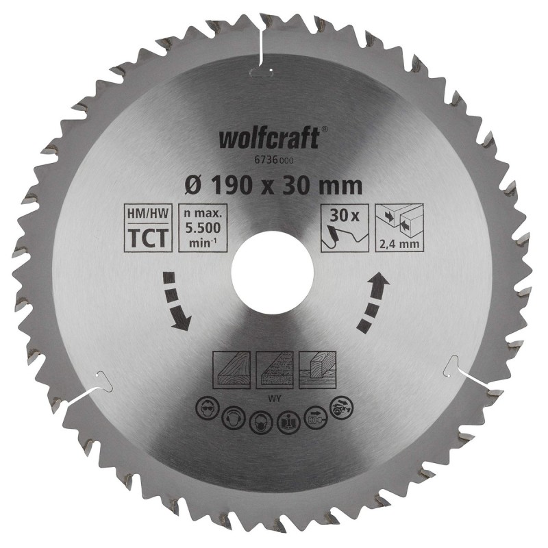 Disco da taglio Wolfcraft 6736000 Ø190 X 2,4 mm Disco da taglio Wolfcraft 6736000 Ø190 X 2,4 mm