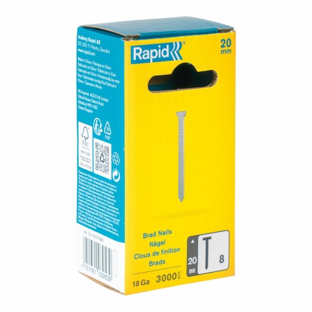 Chiodi Rapid 18ga 20 mm Zincato (3000 Unità)