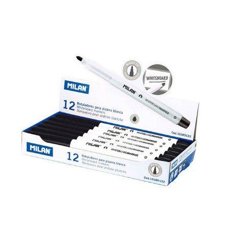 Pennarelli Milan Lavagna bianca 12 Unità Nero PVC
