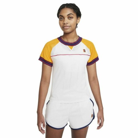 Maglia a Maniche Corte Donna Nike Court Dri-Fit Slam Bianco