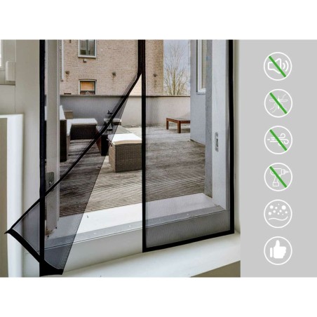 Zanzariera Kipit BA2301-490 Nero Poliestere Calamita 90 x 210 cm Magnetica (12 Unità)