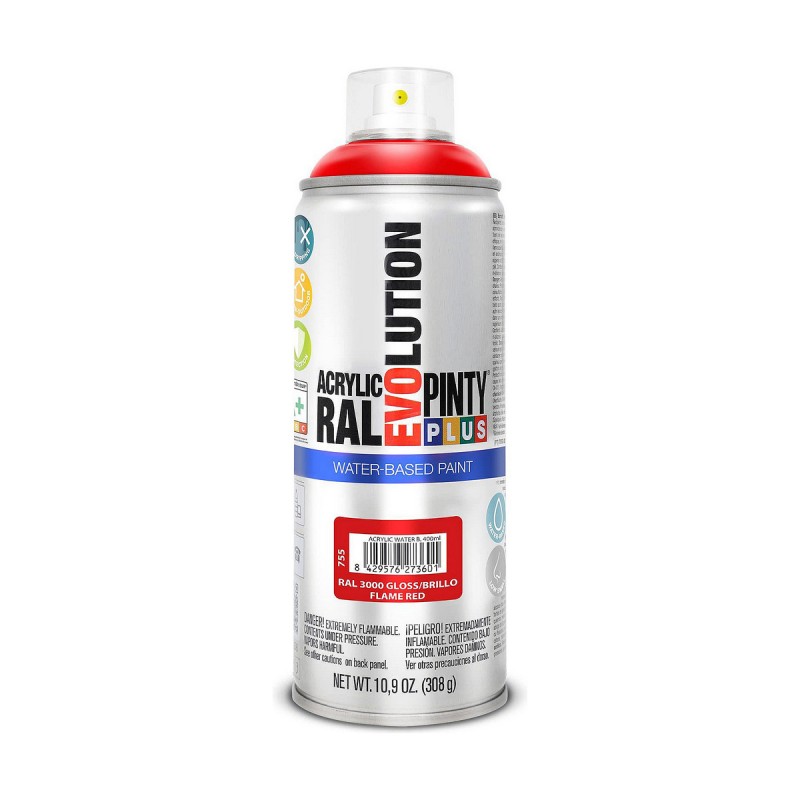 Vernice spray Pintyplus Evolution RAL 3000 Base d'acqua Flame Red 400 ml Vernice spray Pintyplus Evolution RAL 3000 Base d'acqua Flame Red 400 ml