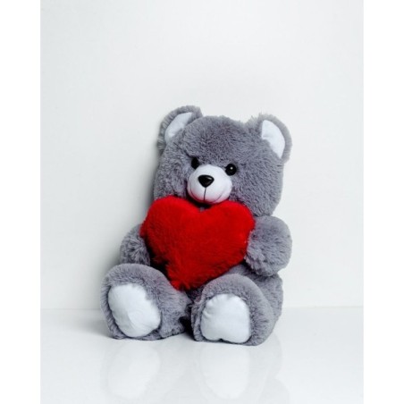 Orsetto di Peluche GO GIFT FRANK 50 GR Grigio Stoffa Cuore 50 cm