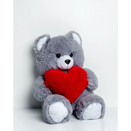 Orsetto di Peluche GO GIFT FRANK 50 GR Grigio Stoffa Cuore 50 cm