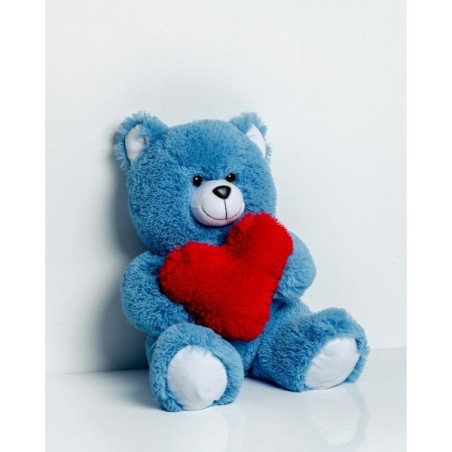Orsetto di Peluche GO GIFT FRANK 50 BL Azzurro Stoffa Cuore 50 cm