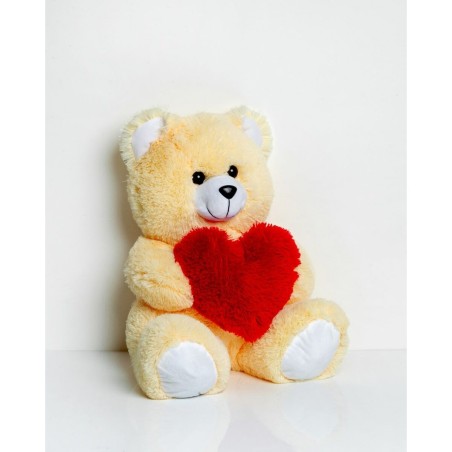 Orsetto di Peluche GO GIFT FRANK 50 CR Crema Stoffa Cuore 50 cm