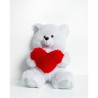 Orsetto di Peluche GO GIFT FRANK 50 WH Bianco Stoffa Cuore 50 cm