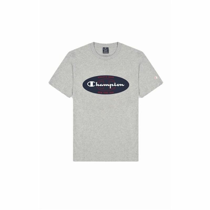 Maglia a Maniche Corte Uomo Champion Crewneck Grigio Maglia a Maniche Corte Uomo Champion Crewneck Grigio