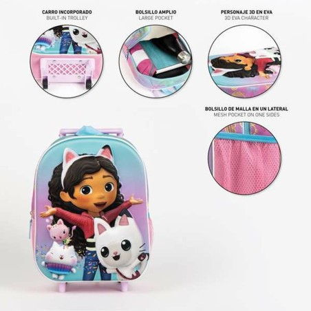 Trolley per la Scuola 3D Gabby's Dollhouse Rosa 25,0 x 31,0 x 10,0 cm