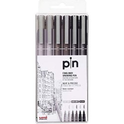 Marcatore permanente Uni-Ball PIN-200(S) Nero Grigio Multicolore 6 Pezzi