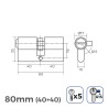 Cilindro EDM 85170 r15 Dorato Ottone Leva lunga Europeo