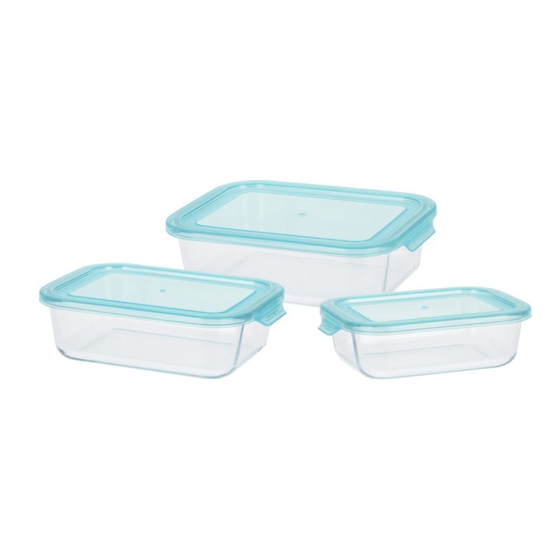 Set di 3 scatole porta pranzo Excellent Houseware Cristallo Set di 3 scatole porta pranzo Excellent Houseware Cristallo