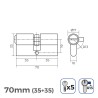 Cilindro EDM 85189 r13 Dorato Ottone Leva corta Europeo