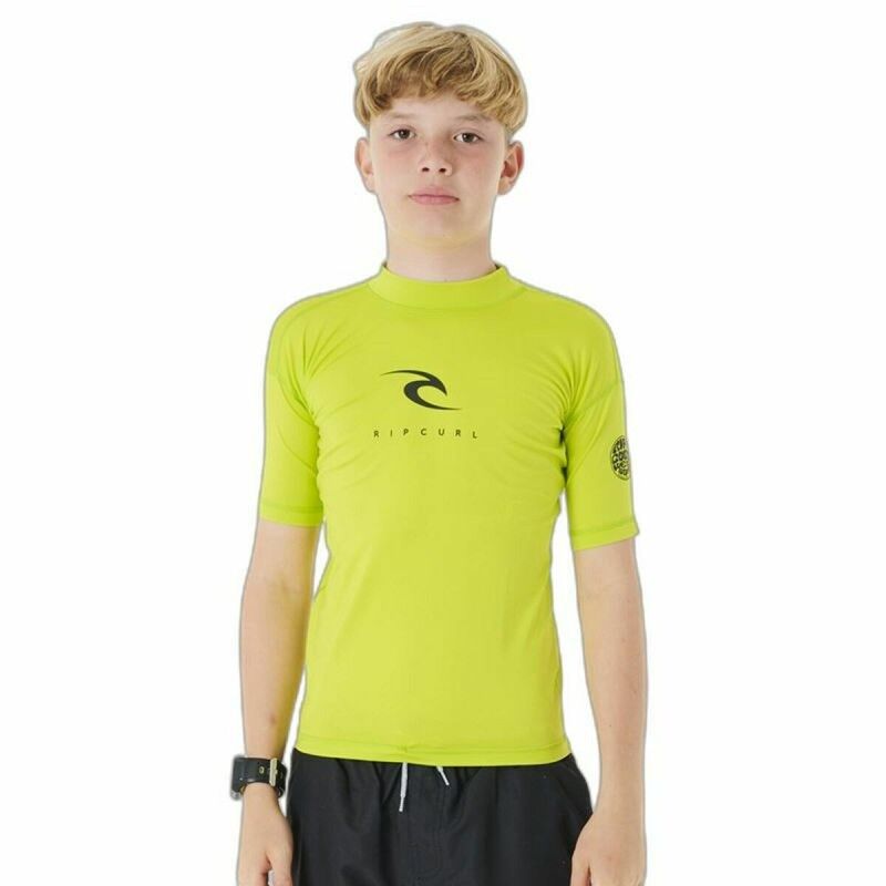 Maglia a Maniche Corte per Bambini Rip Curl Corps S/S Rash Giallo Surf Lycra Maglia a Maniche Corte per Bambini Rip Curl Corps S/S Rash Giallo Surf Lycra