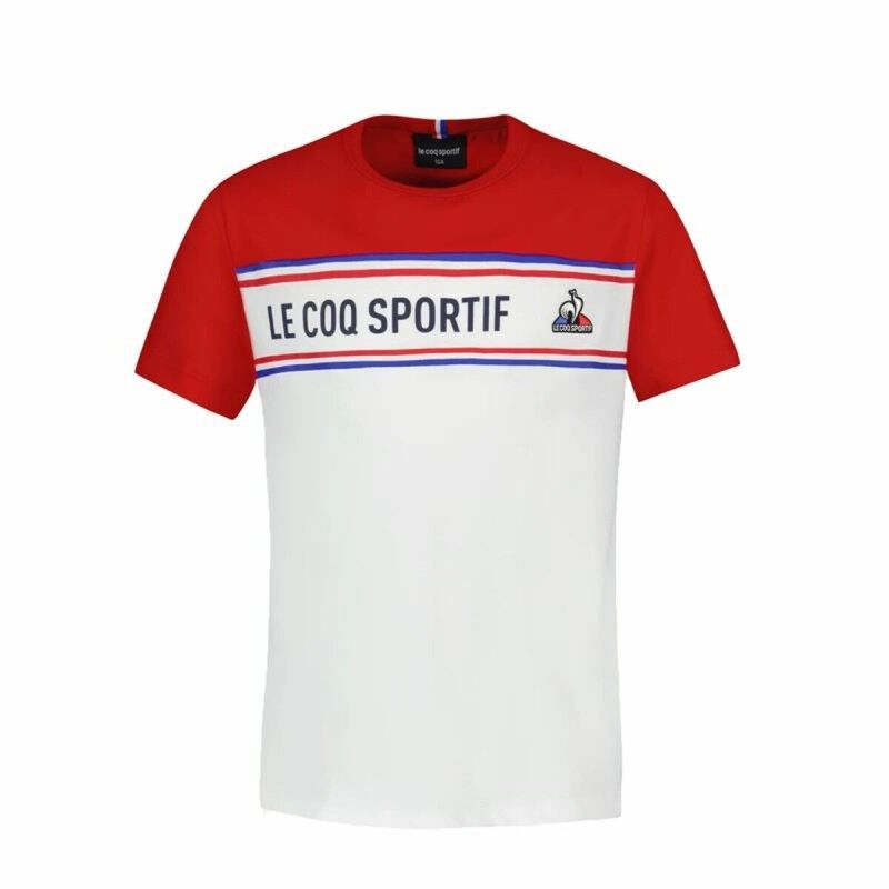 Maglia a Maniche Corte Bambino Le coq sportif N°2 Tricolore Bianco Maglia a Maniche Corte Bambino Le coq sportif N°2 Tricolore Bianco