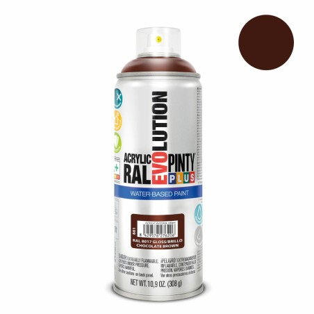 Vernice spray Pintyplus Evolution RAL 8017 Base d'acqua Cioccolato 400 ml