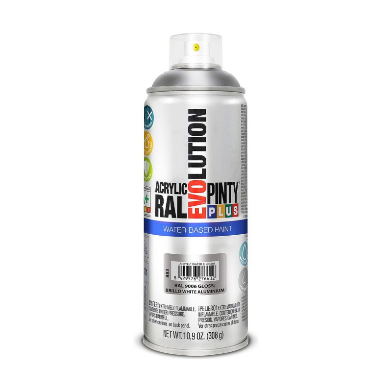 Vernice spray Pintyplus Evolution RAL 9006 Base d'acqua White Aluminium 400 ml Vernice spray Pintyplus Evolution RAL 9006 Base d'acqua White Aluminium 400 ml