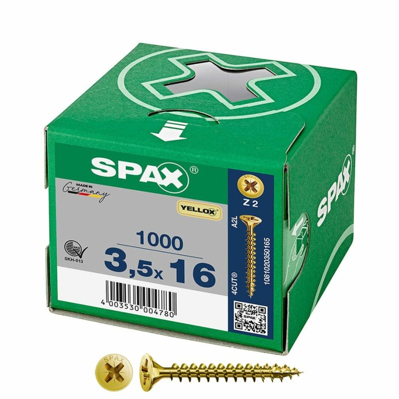 Scatola a viti SPAX Yellox Z2 Testa piatta 3,5 x 16 mm 1000 Unidades Scatola a viti SPAX Yellox Z2 Testa piatta 3,5 x 16 mm 1000 Unidades