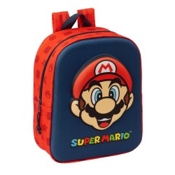 Zaino Scuola Super Mario Rosso Blu Marino 22 x 27 x 10 cm