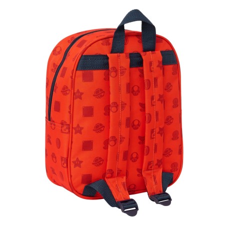 Zaino Scuola Super Mario Rosso Blu Marino 22 x 27 x 10 cm