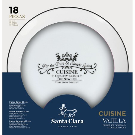 Servizio di Piatti Santa Clara Cuisine Porcellana Rotonda 18 Pezzi (2 Unità)