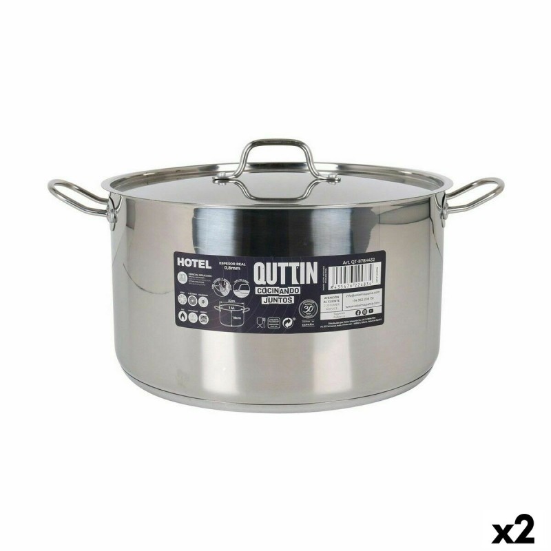 Pentola con Coperchio Quttin Hotel Acciaio ø 32 x 18 cm (2 Unità) Pentola con Coperchio Quttin Hotel Acciaio ø 32 x 18 cm (2 Unità)
