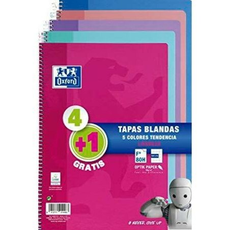 Set di quaderni Oxford Multicolore Din A4 80 Pagine 21,5 x 31,5 cm 5 Pezzi