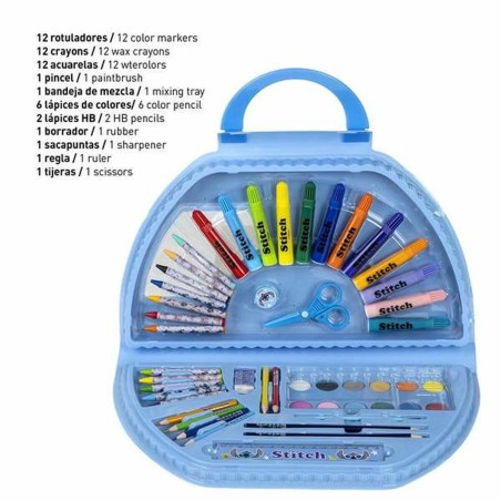 Set di Cancelleria Stitch Azzurro Valigetta