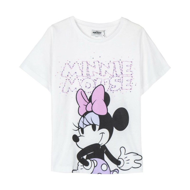 Maglia a Maniche Corte per Bambini Minnie Mouse Bianco Maglia a Maniche Corte per Bambini Minnie Mouse Bianco