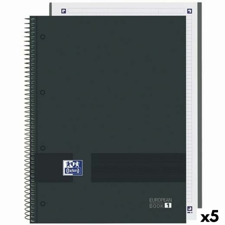 Quaderno Oxford European Book Write&Erase Nero A4 80 Pagine (5 Unità)