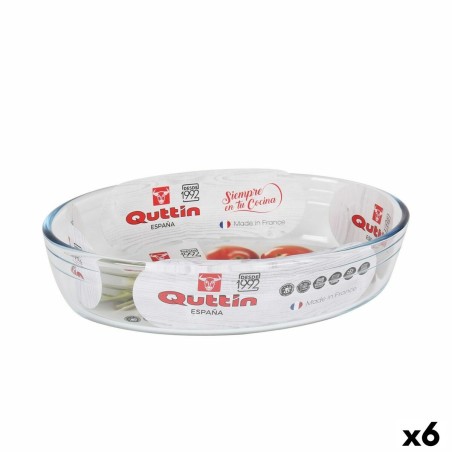Pirofila da Forno Quttin   Vetro Ovale 1,8 L 26,2 x 17,8 x 6,1 cm (6 Unità)