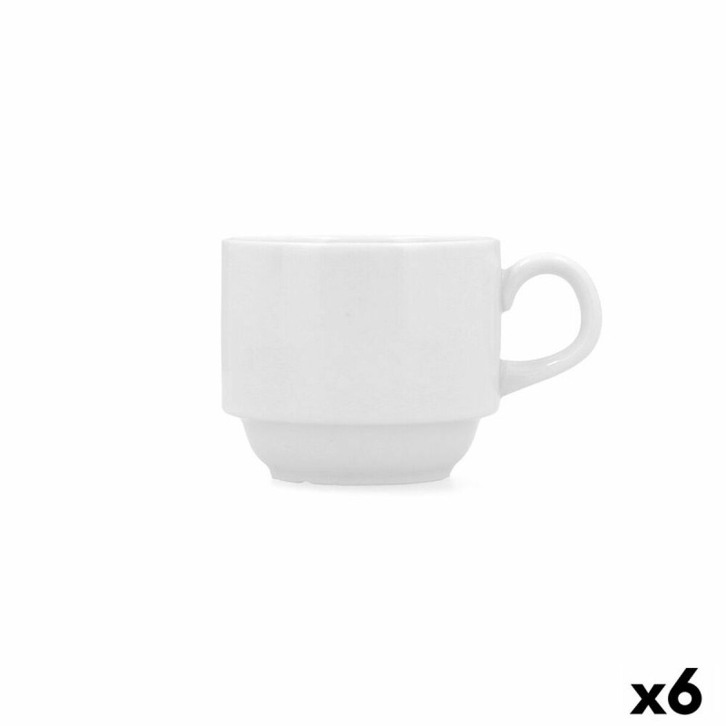 Set di Tazze da Caffè Bidasoa Glacial Bianco Ceramica 180 ml Caffè (6 Unità) Set di Tazze da Caffè Bidasoa Glacial Bianco Ceramica 180 ml Caffè (6 Unità)