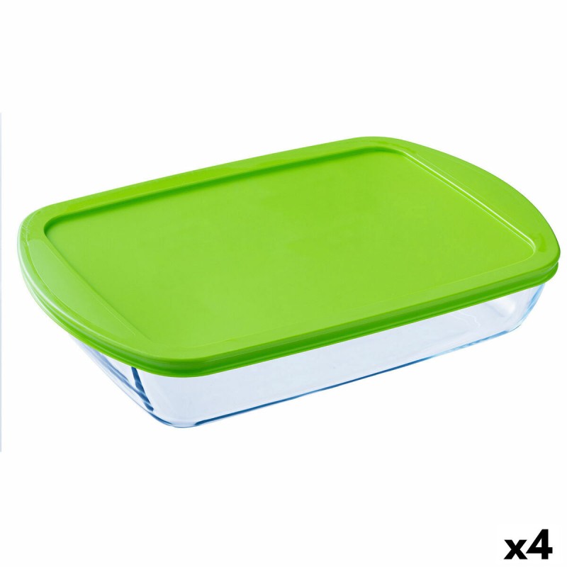 Portapranzo Rettangolare con Coperchio Pyrex Cook & store Trasparente Silicone Vetro (4,5 L) (4 Unità) Portapranzo Rettangolare con Coperchio Pyrex Cook & store Trasparente Silicone Vetro (4,5 L) (4 Unità)