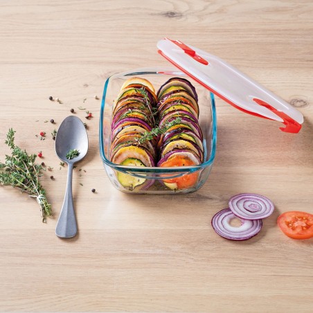 Porta pranzo Ermetico Pyrex Cook & Heat 25 x 22 x 7 cm 2,2 L Trasparente Vetro (4 Unità)
