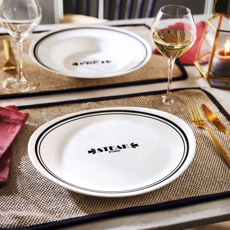 Piatto da pranzo Luminarc Friends Time Bistr Bianco/Nero Vetro Ø 30 cm Carne (12 Unità)