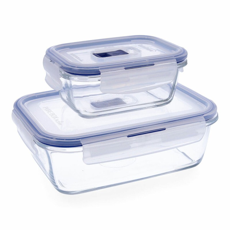 Set di scatole porta pranzo Luminarc Pure Box Cristallo Bicolore (0,38 / 1,22 L) (2 Pezzi) Set di scatole porta pranzo Luminarc Pure Box Cristallo Bicolore (0,38 / 1,22 L) (2 Pezzi)