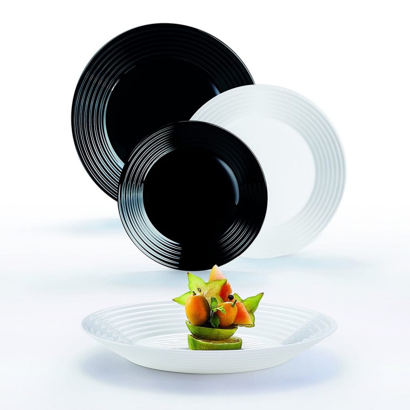 Servizio di Piatti Luminarc 1900 Bianco/Nero Vetro 18 Pezzi Servizio di Piatti Luminarc 1900 Bianco/Nero Vetro 18 Pezzi