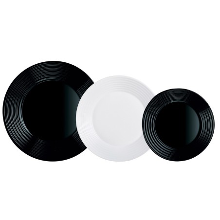 Servizio di Piatti Luminarc 1900 Bianco/Nero Vetro 18 Pezzi